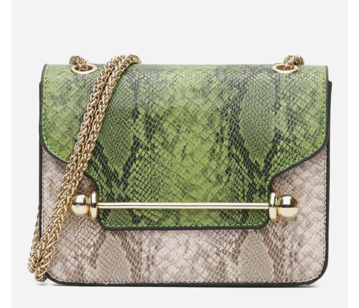 VW Trendz bag171122340 Small Snakeskin Printed Chain Bag - Green - Zoom Image