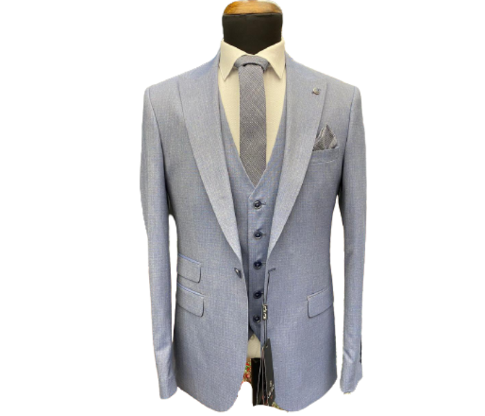 Fatih Zraiq Size 56 Attractive and Trendy Premium Quality 3 Pieces Suit for Men - Light Blue - Zoom Image