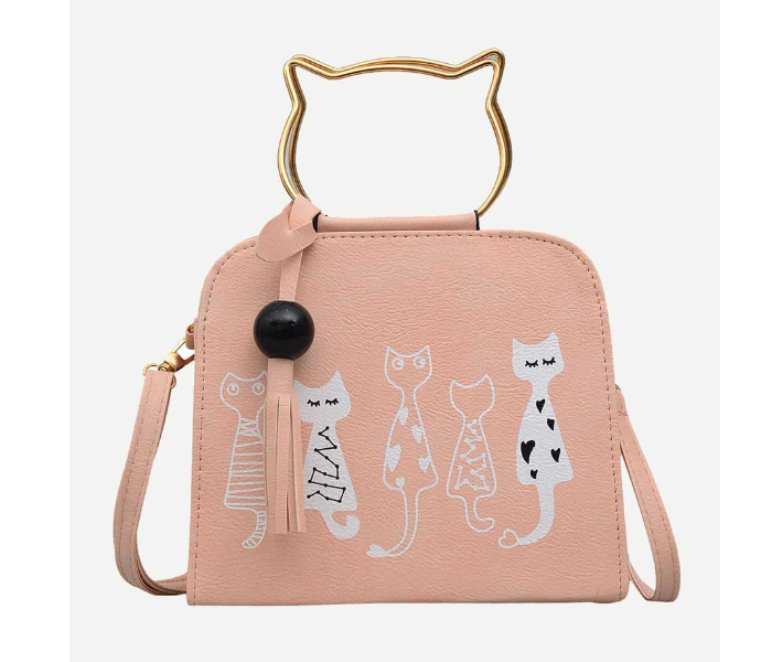 VW Trendz bag171020371 Small Cartoon Print PU Shoulder Bag With Cat Ear Handle - Pink - Zoom Image