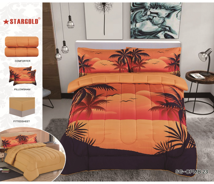 Stargold SG-CJL2007 Comforter  Set Of 4 Pieces - Orange and Black - Zoom Image