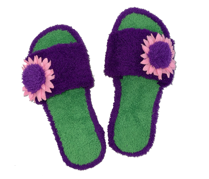 Casual LFO30 US 10 Flower Design Daily Wear Soft Flat Home Slippers for Women - Dark Purple - Zoom Image