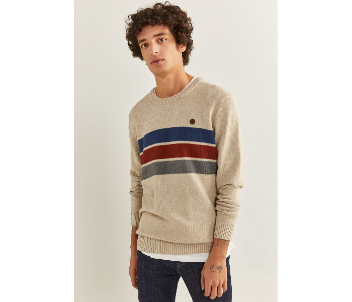 Springfield 141945551 Medium Cotton Knitwear for Men - Beige - Zoom Image 3