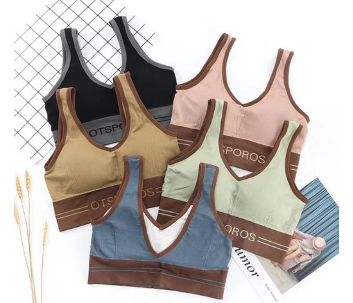 Set of 6 Pieces D3023 Free Size Womens Sports Workout Vest Padded Bras - Zoom Image 1