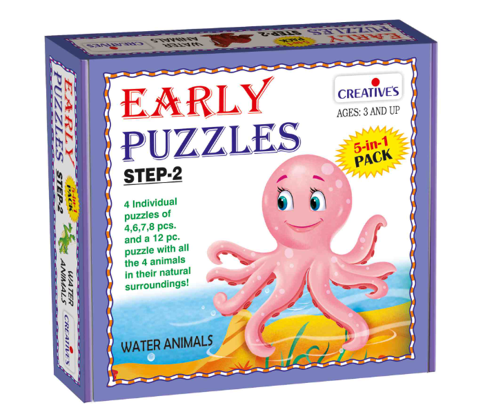 JMsouq Creative Educational CE00786 Early Puzzles Step II Water Animals Educational Game for Kids - Zoom Image 1