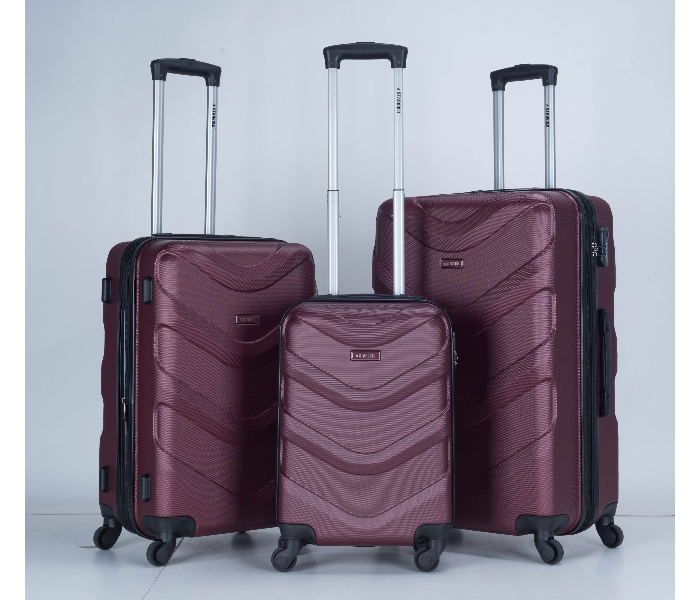 Star Gold SG-T85A Set of 3 High Quality ABS Trolley Bags - Burgundy - Zoom Image