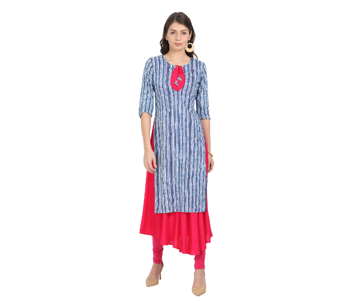 Kaia SK01DK0019BLP009 Large Long Kurta with Detachable Top for Women - Blue - Zoom Image 1