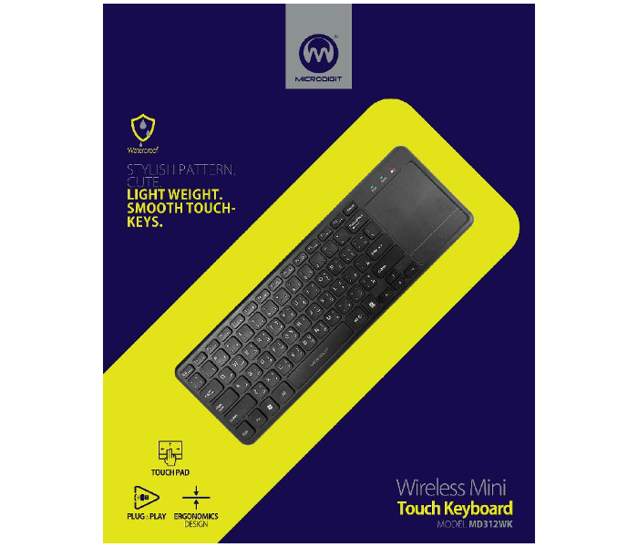 Microdigit Wireless Mini Touch Computer English-Arabic Keyboard MD312WK - Zoom Image 1