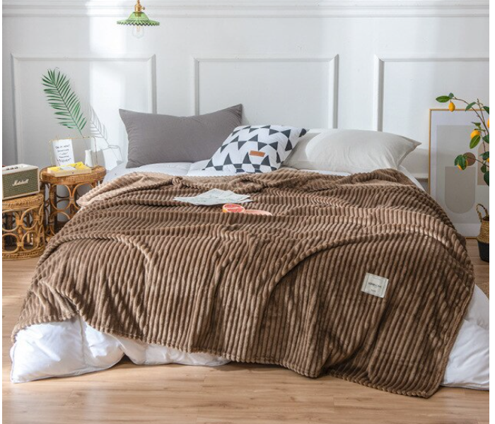 Super Soft Quilted Flannel Winter Warm Blankets for Beds and Sofa - Brown - Zoom Image