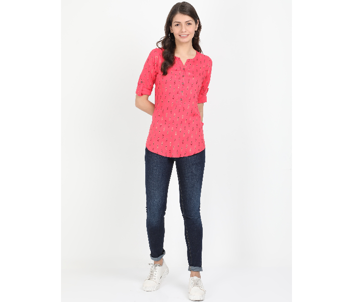 Kaia SK01ST0004TRD005 Medium Rayon Casual Top for Women - Pink - Zoom Image 3