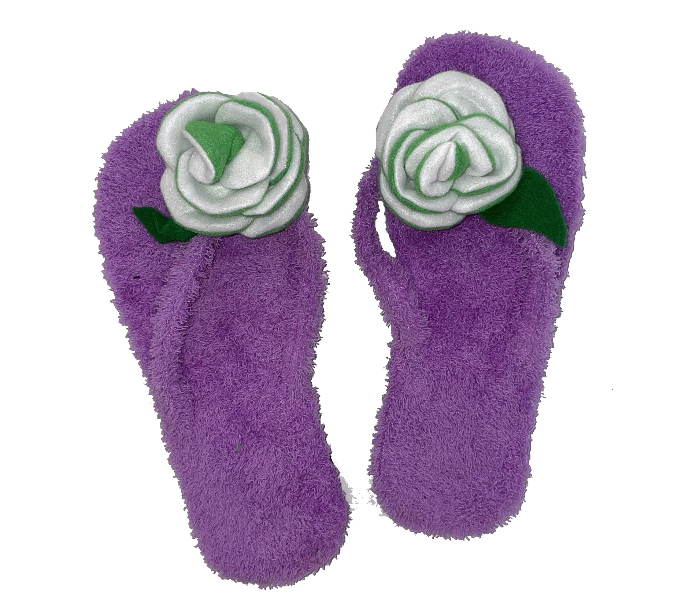 Casual LFV104 US 07 Flower Design Daily Wear Soft Flat Home Slippers for Women - Light Purple - Zoom Image