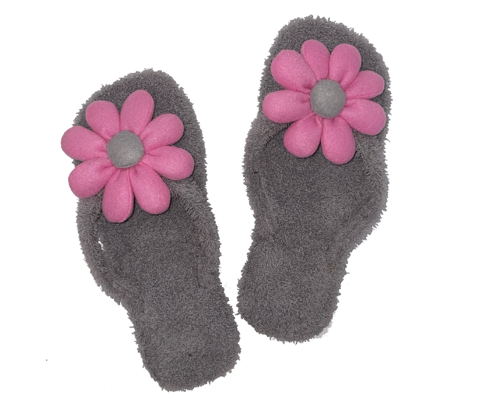 Casual LFV52 US 09 Flower Design Daily Wear Soft Flat Home Slippers for Women - Grey - Zoom Image