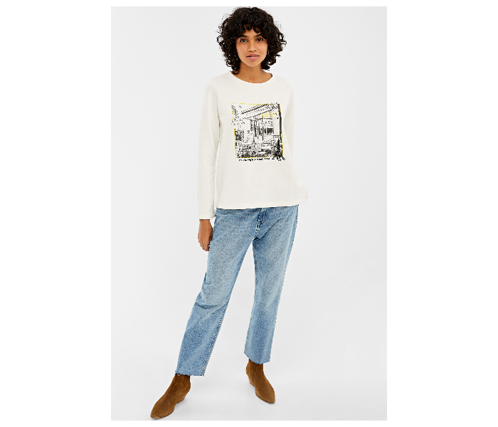 Springfield 108605797 Medium Sweat Shirt for Women - White - Zoom Image 1