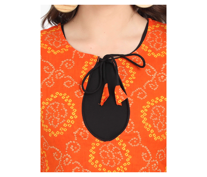 Kaia SK01DK0020ORB009 XXL Long Kurta with Detachable Top for Women - Orange and Black - Zoom Image 4