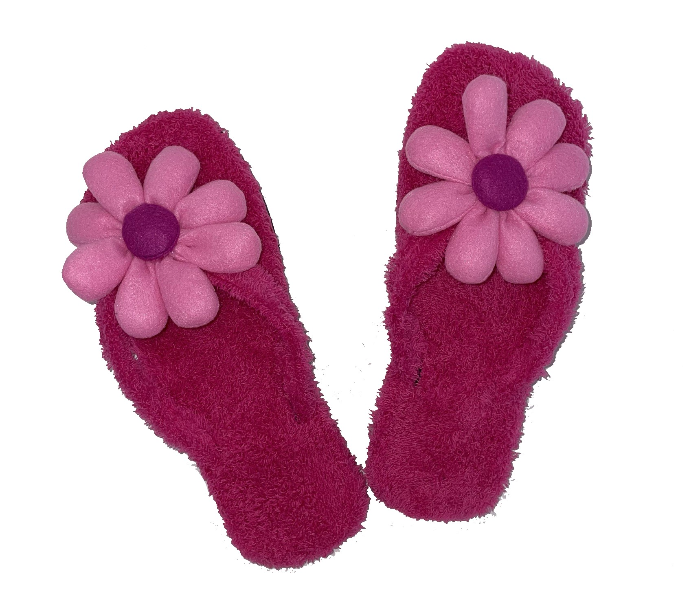 Casual LFV52 US 10 Flower Design Daily Wear Soft Flat Home Slippers for Women - Dark Pink - Zoom Image