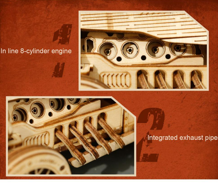 Locomotive Machinery Gear Wooden Model Kit 3D Wooden Puzzle CAR -Wood  - Zoom Image 4