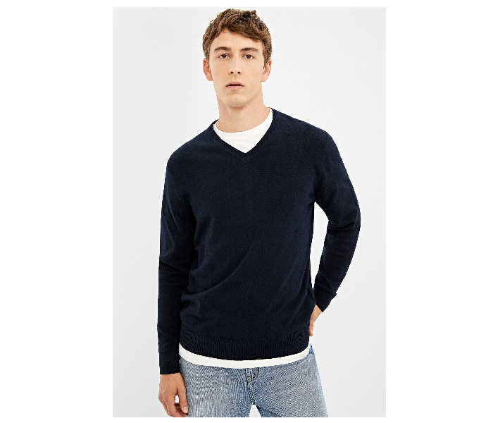 Springfield 140661211 Medium Knitted Jumper for Men - Dark Blue - Zoom Image 3