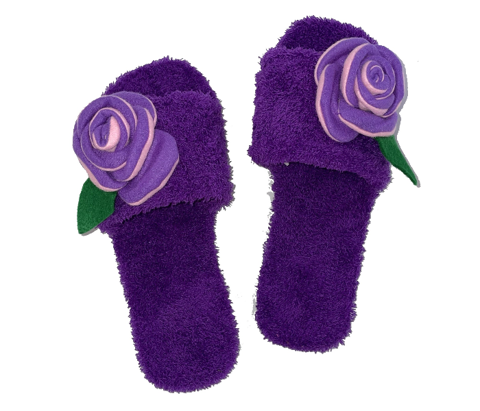 Casual LFO37 US 10 Flower Design Daily Wear Soft Flat Home Slippers for Women - Dark Purple - Zoom Image