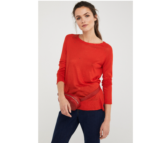 Springfield 133550264 Large Long Sleeve Knitwear For Women - Orange - Zoom Image 2