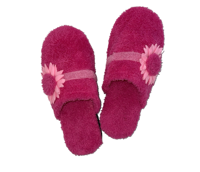 Casual LFC107 US 10 Flower Design Daily Wear Soft Flat Home Slippers for Women - Dark Pink - Zoom Image