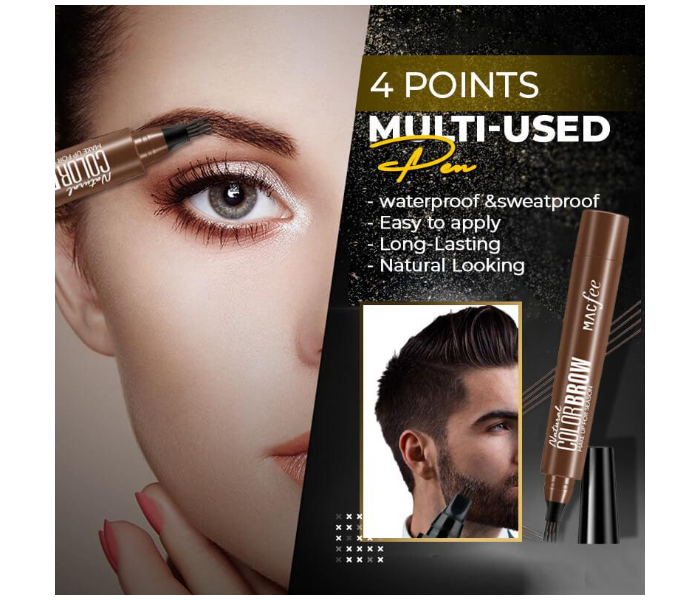 4 Point Multi Use No Smudging No Fading Waterproof Long Lasting Eyebrow-Beard Pen - Black - Zoom Image 4