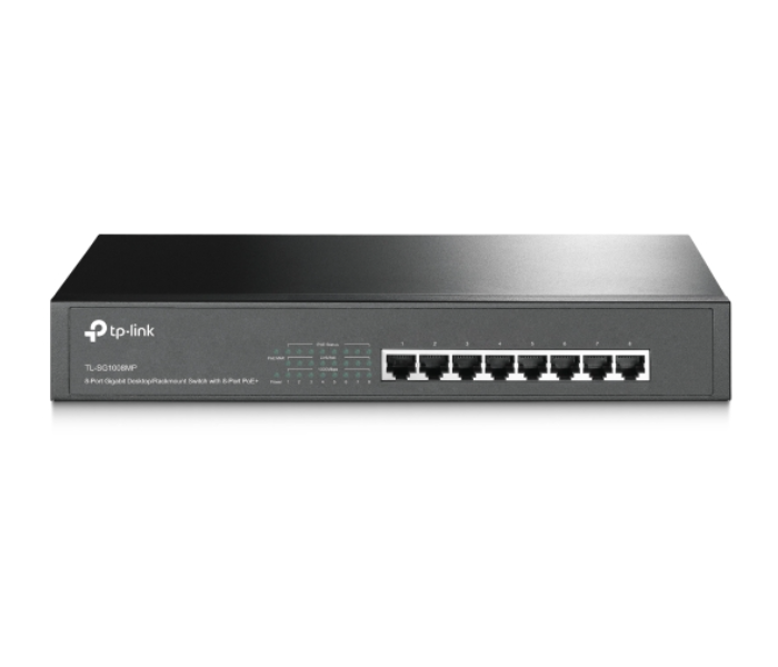 TP-Link 8-Port Gigabit Desktop Rackmount Switch with 8-Port PoE Plus TL-SG1008MP - Black - Zoom Image 1