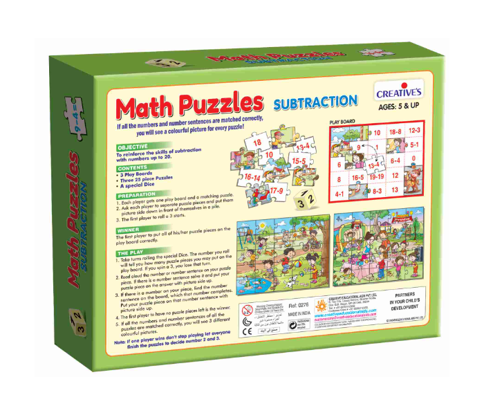 JMsouq Creative Educational CE00276 Math Puzzles Subtraction Educational Game for Kids - Zoom Image 2