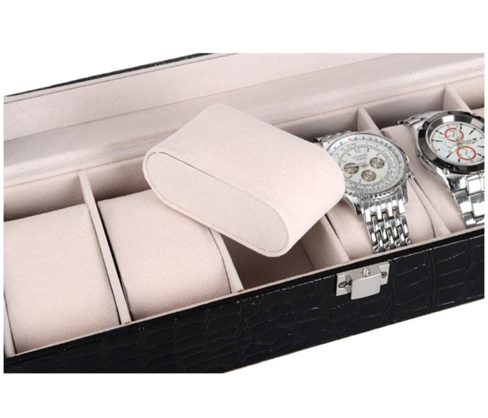 6 Slot PU Leather Watch Display Storage Box - Black - Zoom Image 4