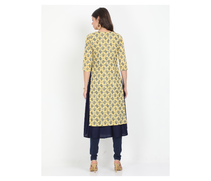 Kaia SK01DK0012YLB009 Large Long Kurta with Detachable Top for Women - Yellow - Zoom Image 3