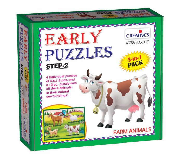 JMsouq Creative Educational CE00783 Early Puzzles Step II Farm Animals Educational Game for Kids - Zoom Image 2