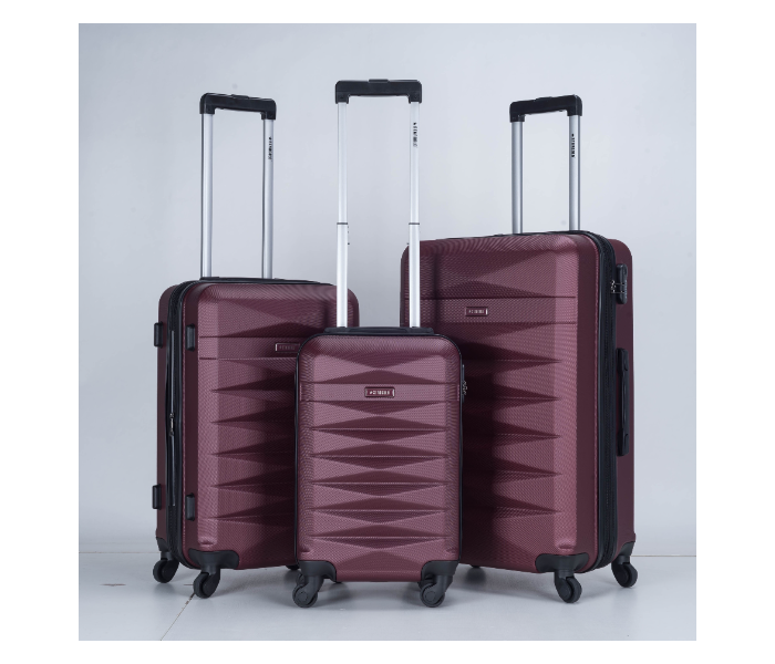 Star Gold SG-T82A Set of 3 High Quality ABS Trolley Bags - Burgundy - Zoom Image