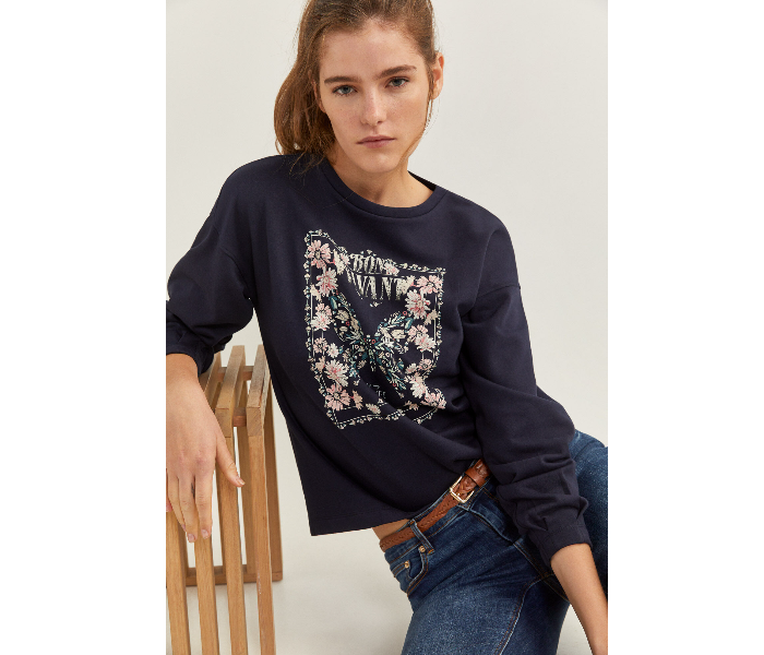 Springfield 108954415 XS Sweat Shirt For Women - Dark Blue - Zoom Image 2