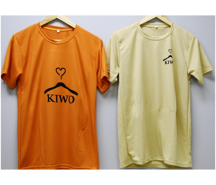 Kiwo COMBO Short Half Sleeve Medium Casual T-shirt For Men - Orange and Cream - Zoom Image