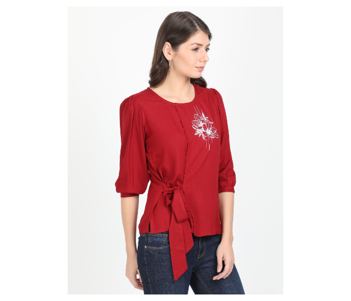 Kaia SK01ST0006MRN005 Medium Casual Top for Women - Maroon - Zoom Image 2