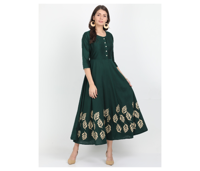 Kaia SK01PW0011BGR002 Medium Cotton Silk Dress for Women - Green - Zoom Image 5