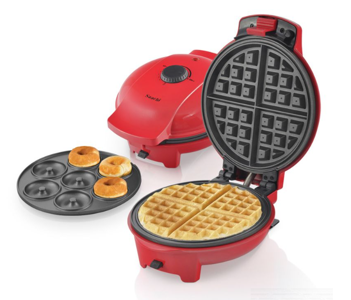 Saachi NL-2M-1545 700W 2 in1 Donut and Waffle Maker - Red - Zoom Image