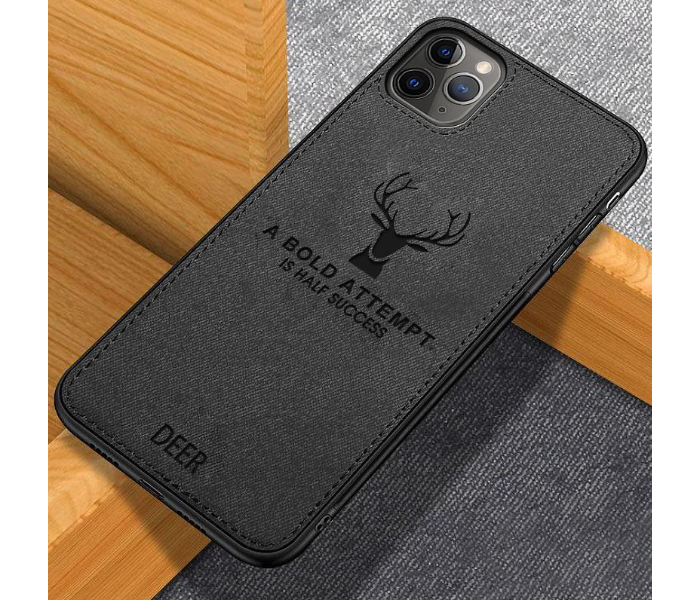 Deer Shockproof Cloth Cover for Iphone 12 Pro Max - Black - Zoom Image