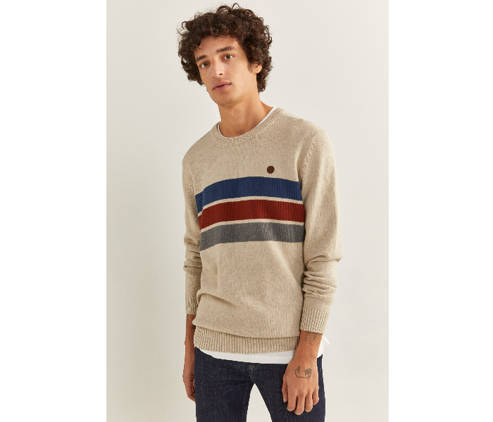 Springfield 141945551 XL Cotton Knitwear for Men - Beige - Zoom Image 3