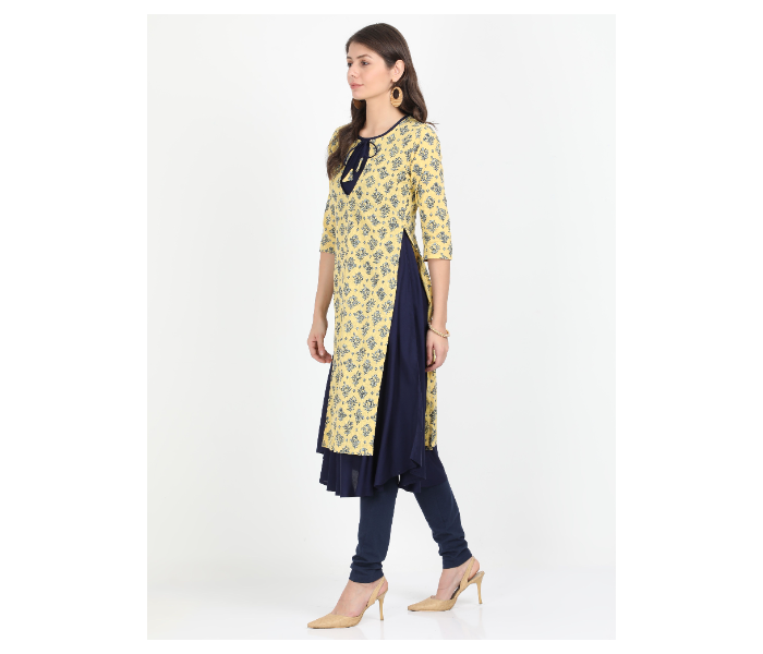 Kaia SK01DK0012YLB009 Medium Long Kurta with Detachable Top for Women - Yellow - Zoom Image 2