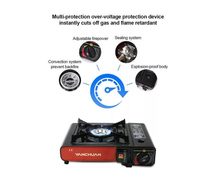 Yanchuan Yan-110 Portable Gas Stove with 1 Free Butane Gas Catridge - Black - Zoom Image 2