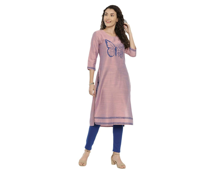 Kaia SK01LK0023PNK002 XXL Cotton Silk Long Kurta for Women - Pink - Zoom Image