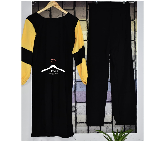 Kiwo 2 Pcs Large Full Set Long Top and Pant - Black and Yellow - Zoom Image