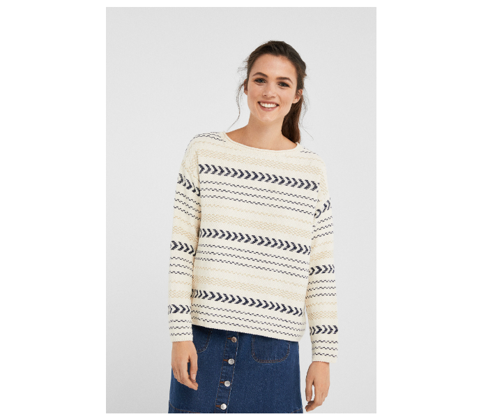 Springfield 133556197 Large Long Sleeve Knitwear For Women - White - Zoom Image 2