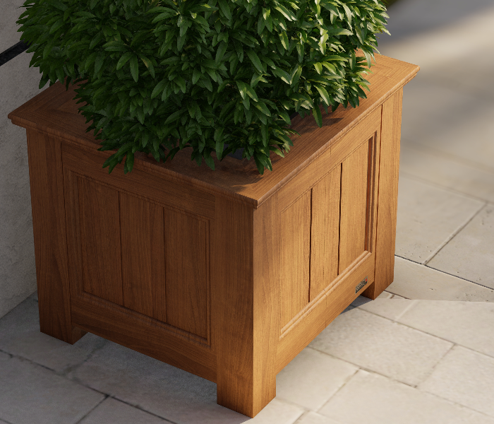 Gulf Decorex Woodpecker Square Wood Textured GRP planter - Brown - Zoom Image 6