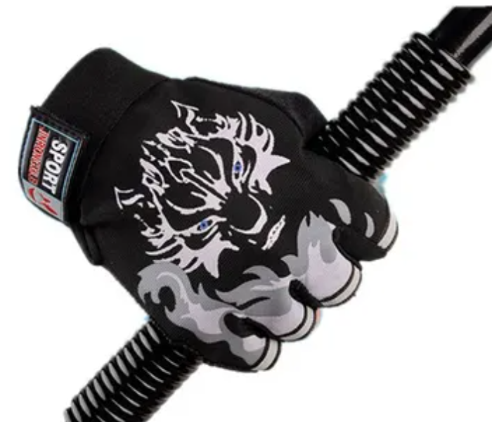 Free Size Wolf Printed Silicone Anti-Slip Gloves - Black - Zoom Image 2