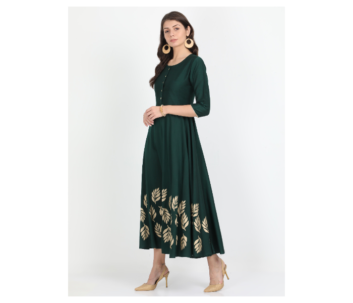 Kaia SK01PW0011BGR002 Medium Cotton Silk Dress for Women - Green - Zoom Image 2