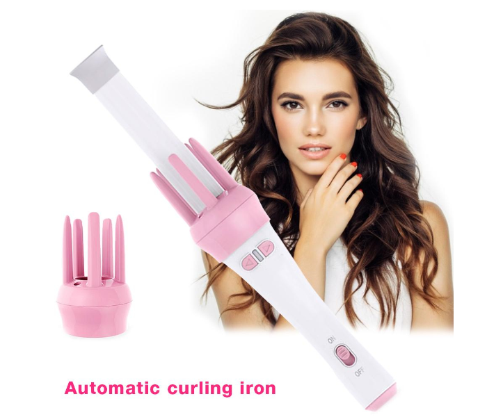 FN- Cute Professional Auto Rotating Automatic Hair Curler Iron White and Pink - Zoom Image 2