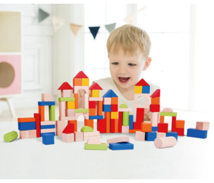 Classic World 3642 100 Piece Wooden Building Blocks Toy for Kids - Zoom Image 1