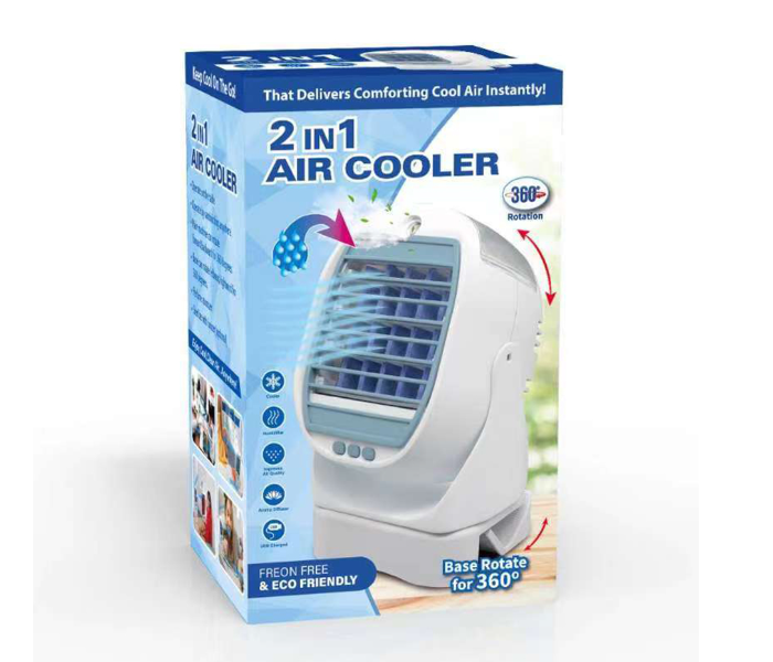 360 Degree Rotate 2 in1 Mini Air Conditioner Fan - White - Zoom Image 3