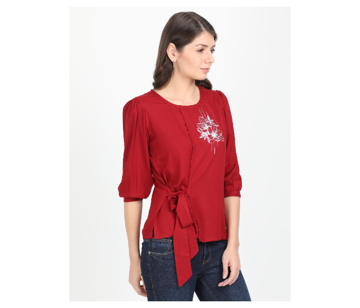 Kaia SK01ST0006MRN005 Small Casual Top for Women - Maroon - Zoom Image 2