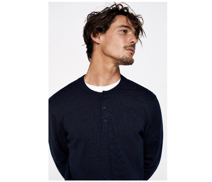 Springfield 141392911 Small Cotton Knitwear for Men - Dark Blue - Zoom Image 4